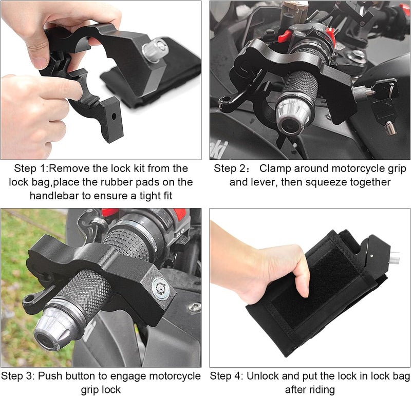BeTime Heavy Duty Motorcycle Locks - Anti Theft Throttle & Brake Locks for Dirt Bike, Moped, Scooter & ATV Accessories - Image 5